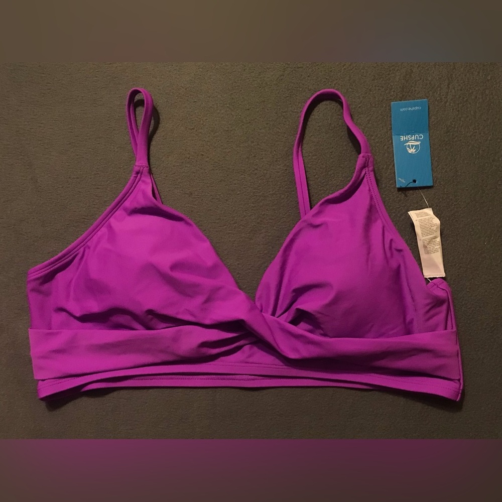 NWT Cupshe Purple Criss Cross Bikini Top